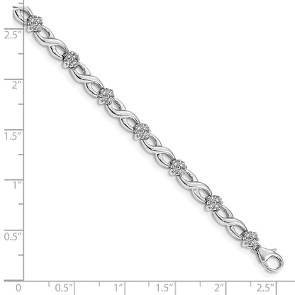 14k White Gold Lab Grown Diamond Flower Infinity Fancy Bracelet