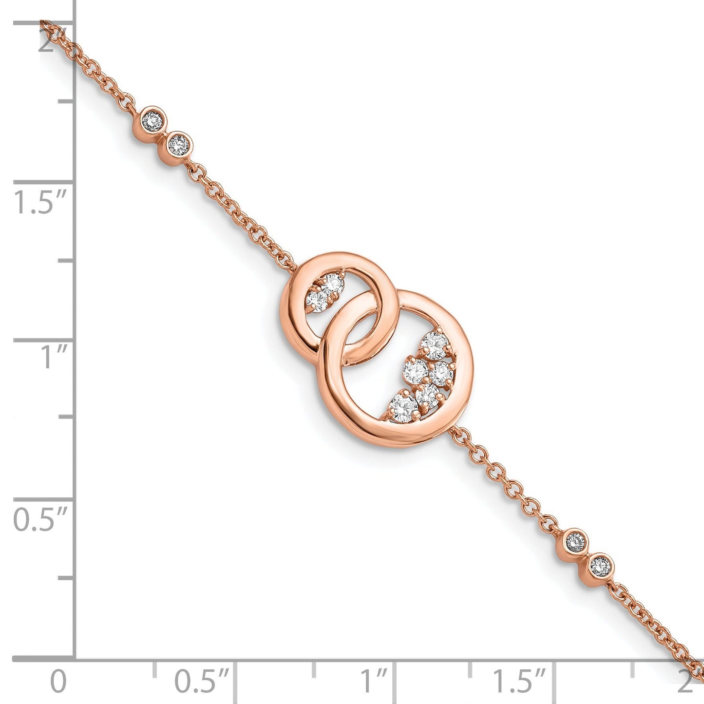 1/3 ct Diamond Double Circle with Star Dangle Bracelet 14k Rose Gold
