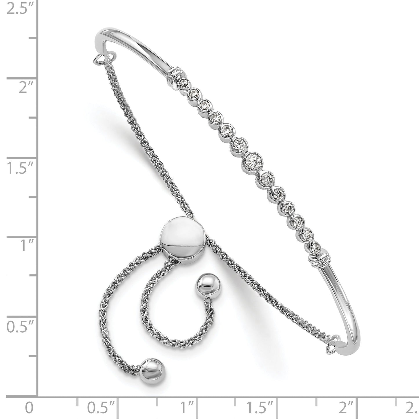 14k White Gold Lab Grown Diamond Adjustable Bolo Bracelet