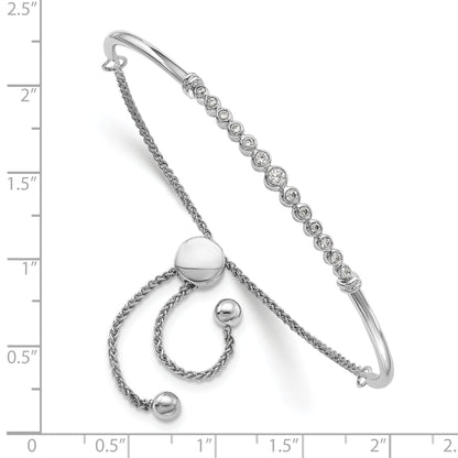 14k White Gold Lab Grown Diamond Adjustable Bolo Bracelet