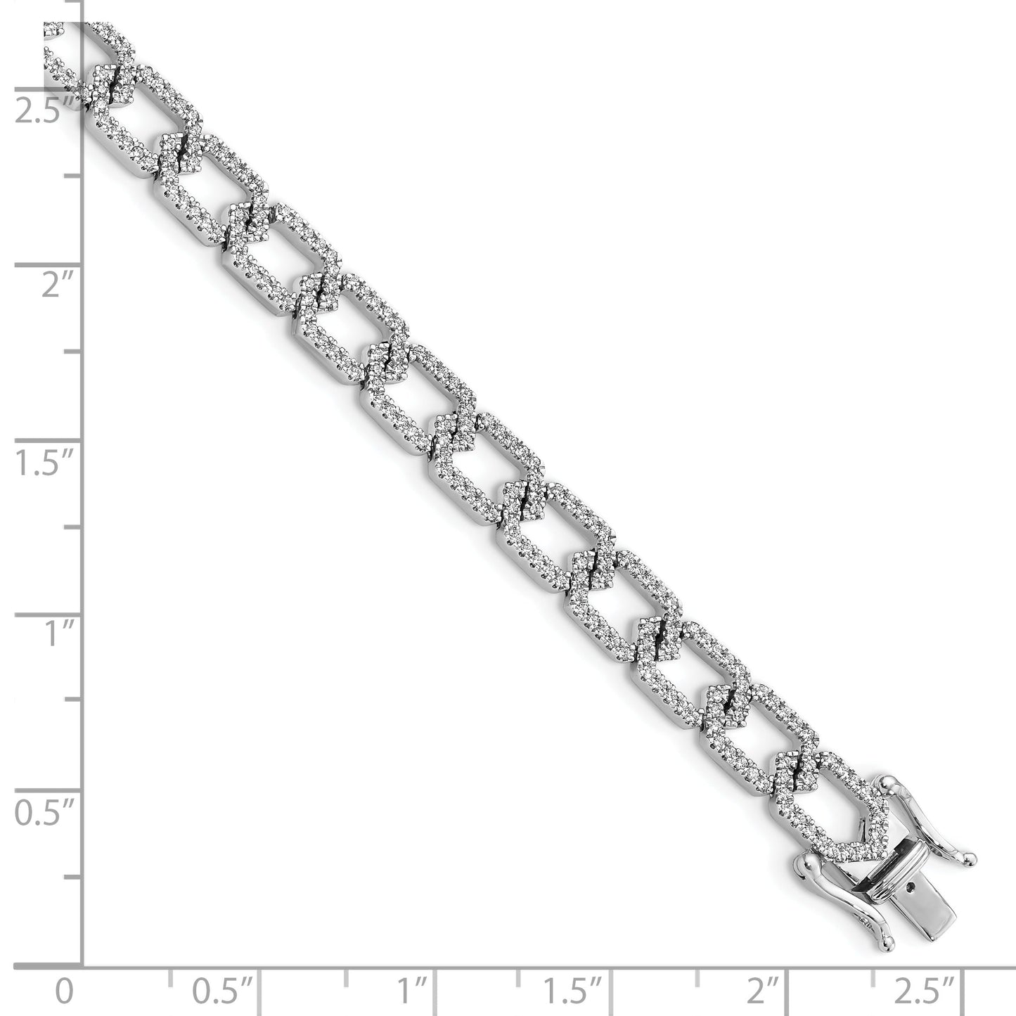 14k White Gold 1 1/2  Carat Lab Diamond Link Bracelet