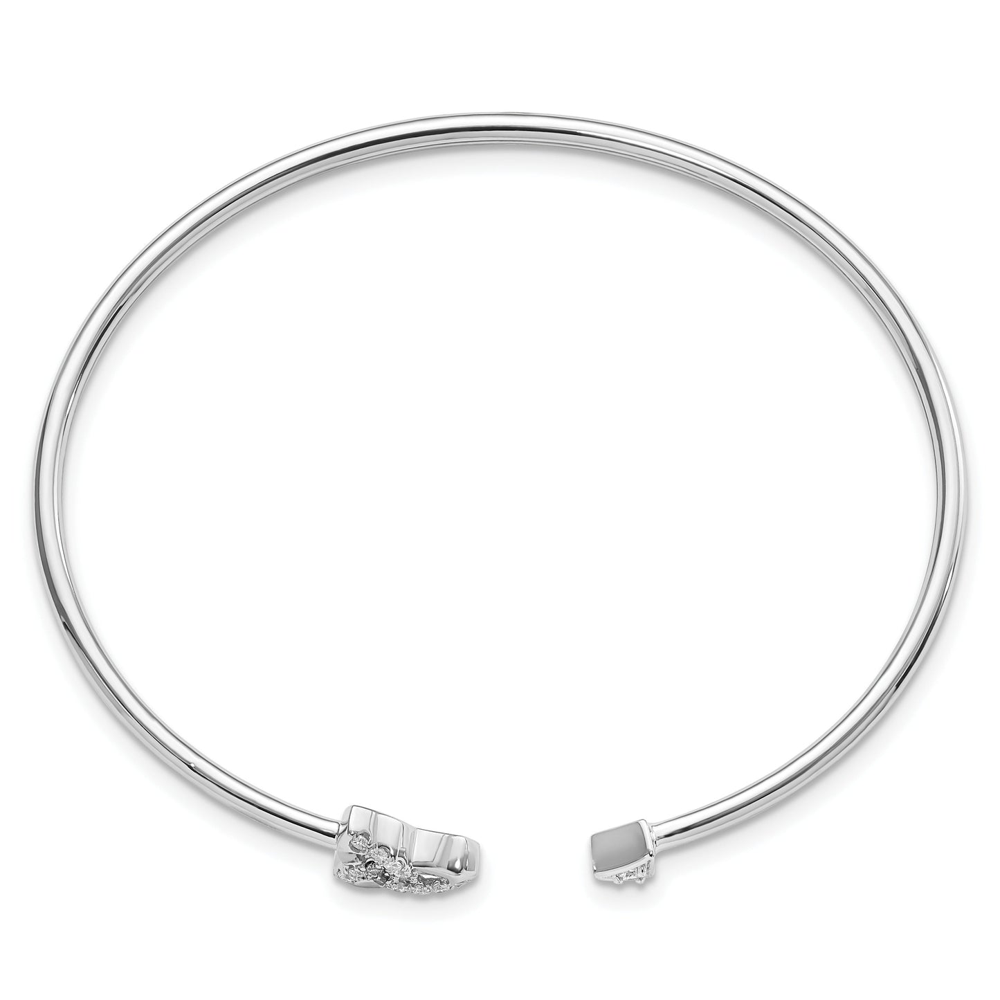 14k White Gold Lab Diamond Knot Cuff Flexible Bangle Bracelet