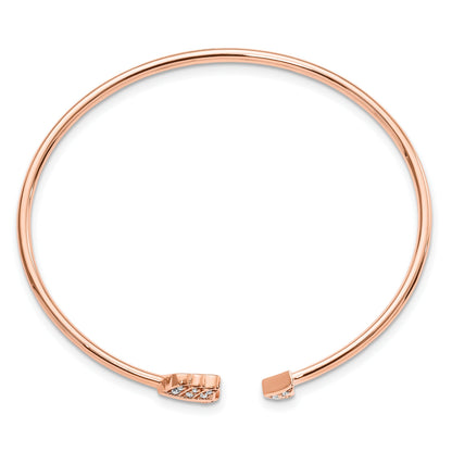 14k Rose Gold Lab Diamond Arrow Cuff Flexible Bangle Bracelet