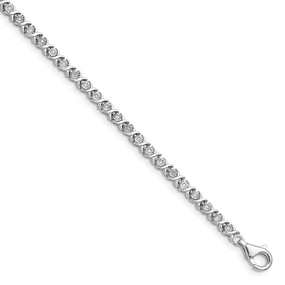 14k White Gold 1/4 carat Lab Diamond 7 inch Fancy Tennis Bracelet