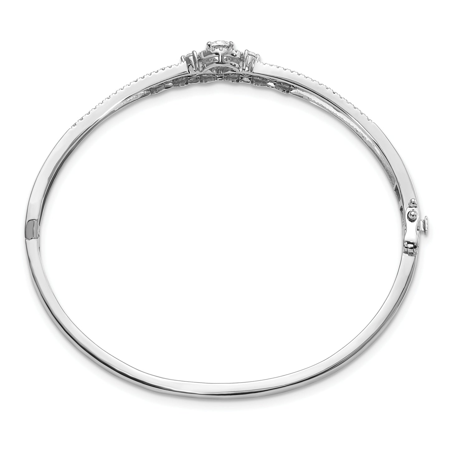 14k White Gold Lab Grown Diamond Double Strand Infinity Bangle Bracelet