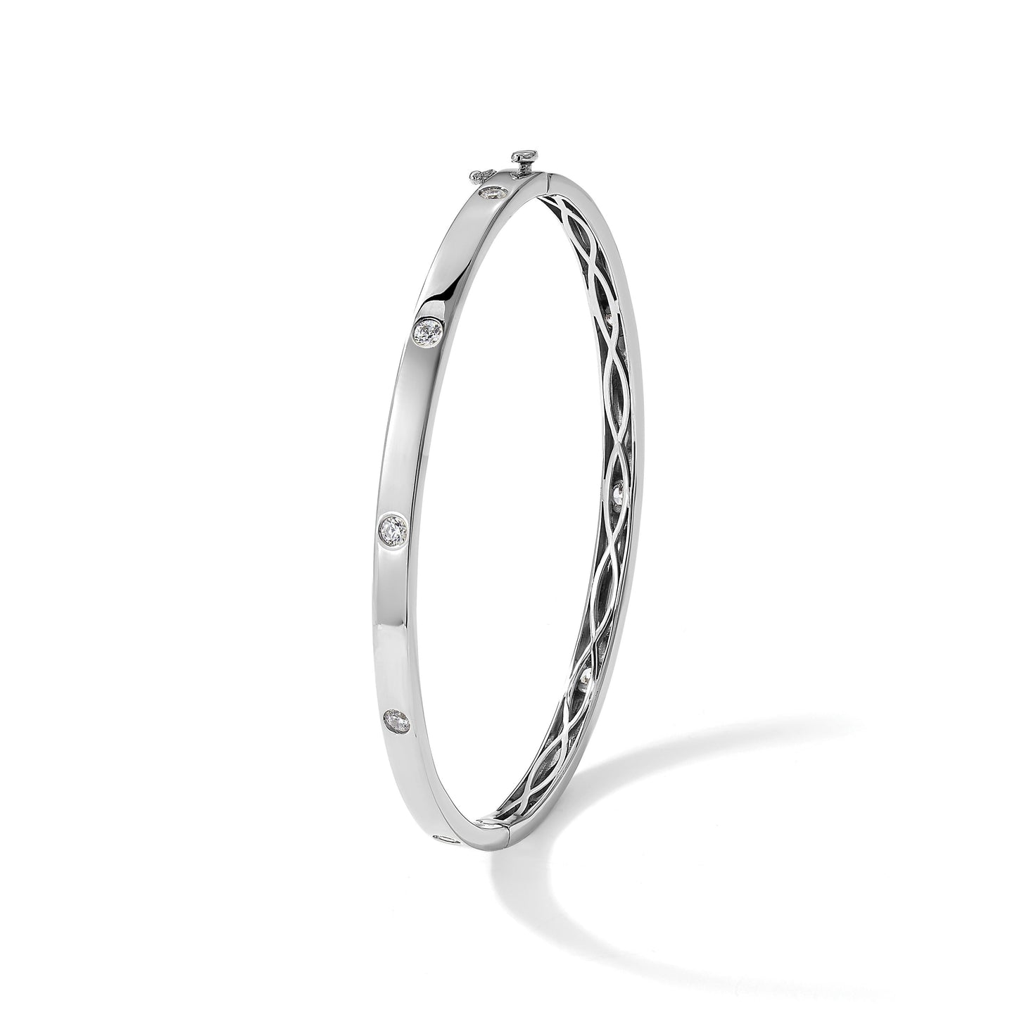 14k White Gold 3/4 Carat Lab Diamond Bangle Bracelet