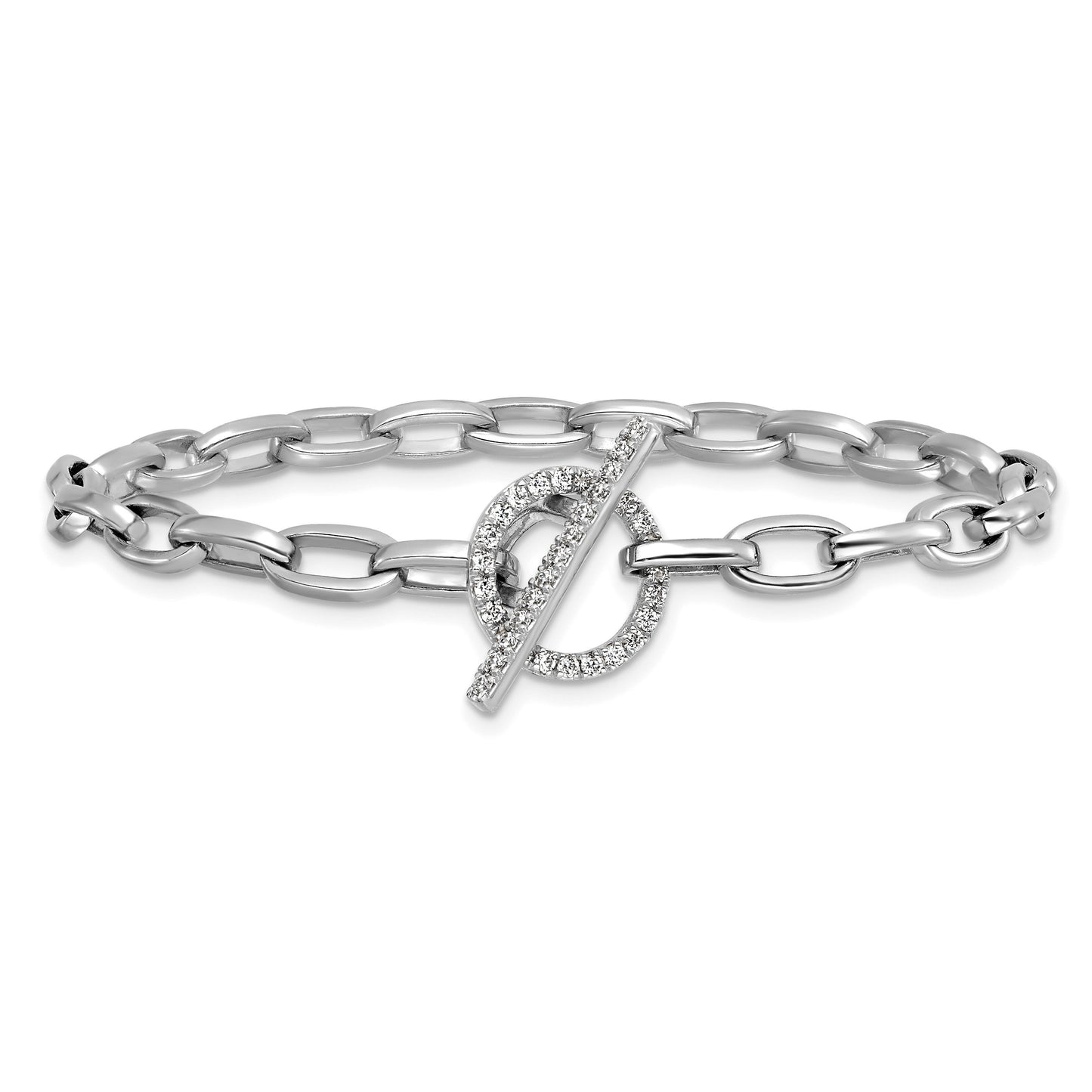14K Gold Lab Grown Diamond Toggle Link Bracelet
