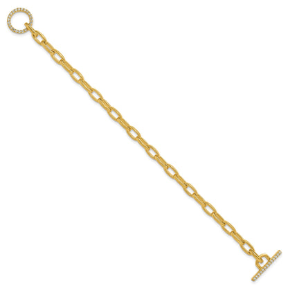 14K Gold Lab Grown Diamond Toggle Link Bracelet