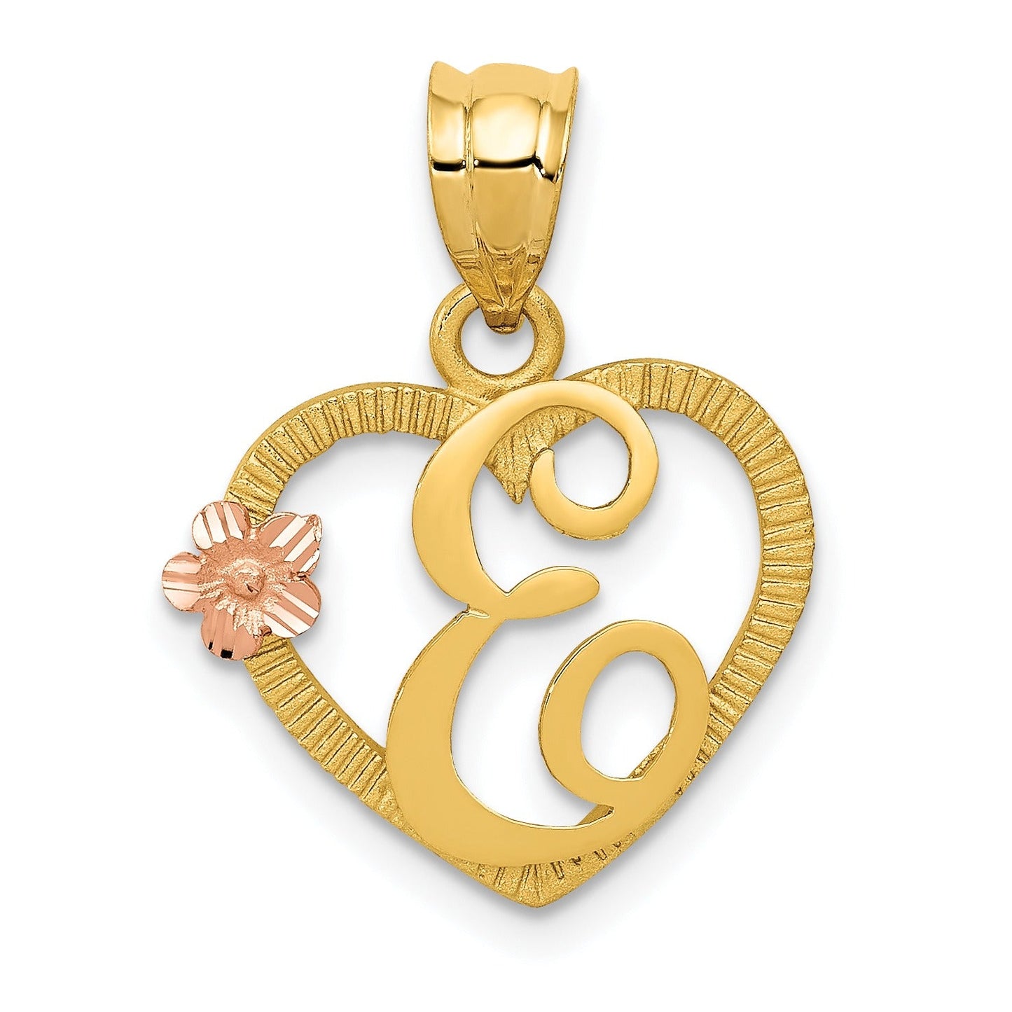 14k Gold Heart Initial Pendants