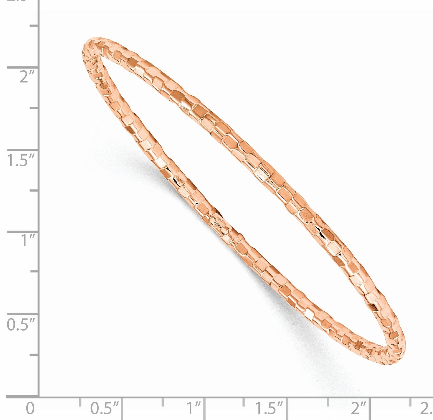 14K Rose Gold Hammered Textured Round Slip-On Bangle Bracelet