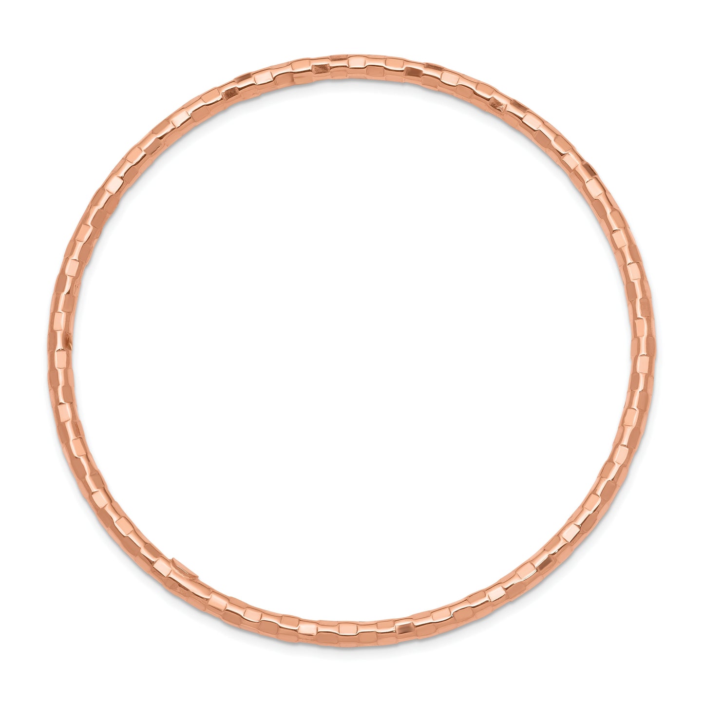 14K Rose Gold Hammered Textured Round Slip-On Bangle Bracelet