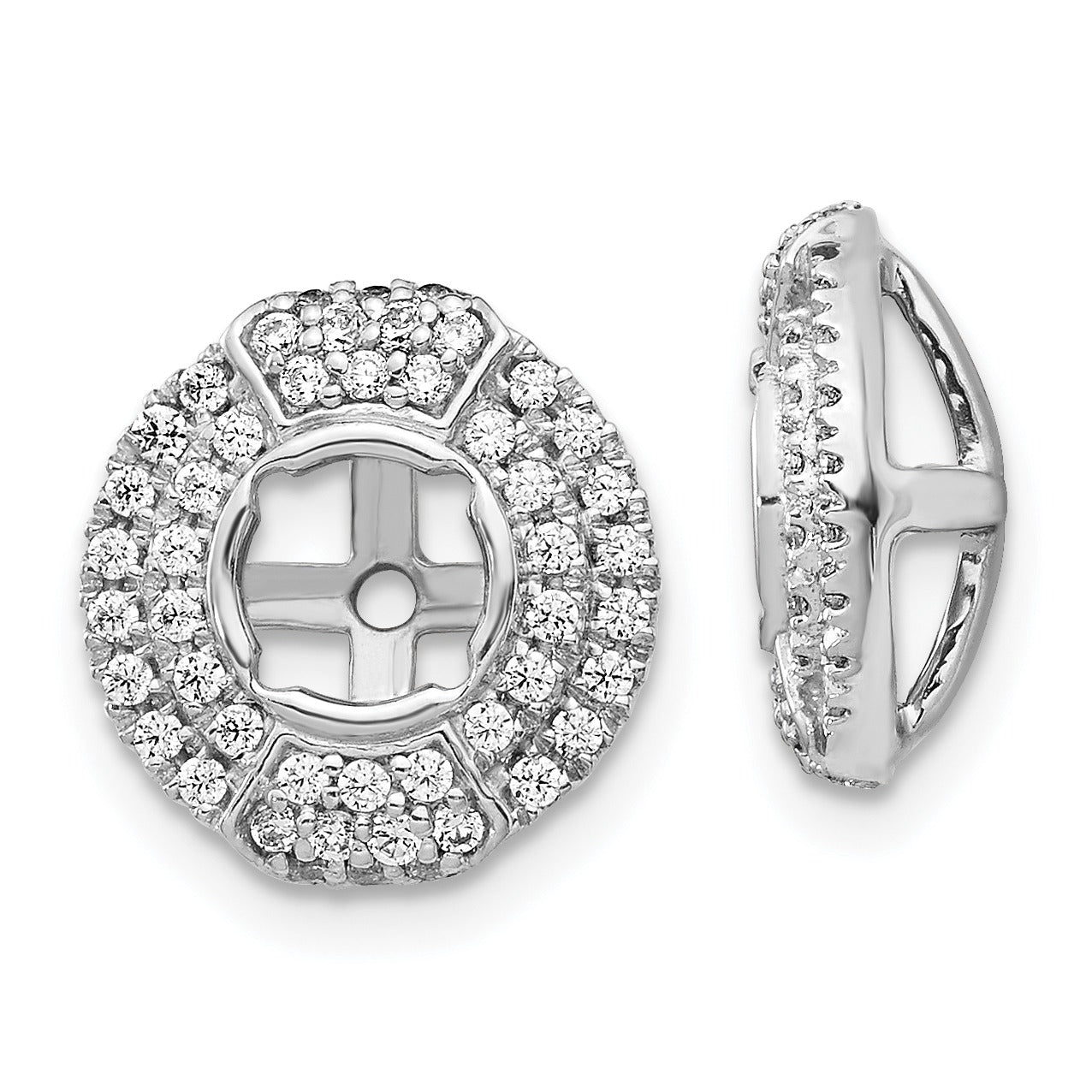 14k White Gold Lab Grown Diamond Round Earring Jacket