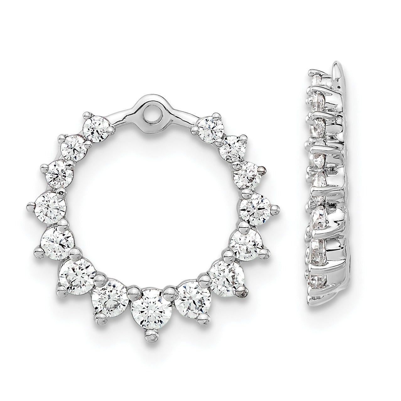 14k White Gold 1 1/2 carat Lab Grown Diamond Circle Earring Jackets