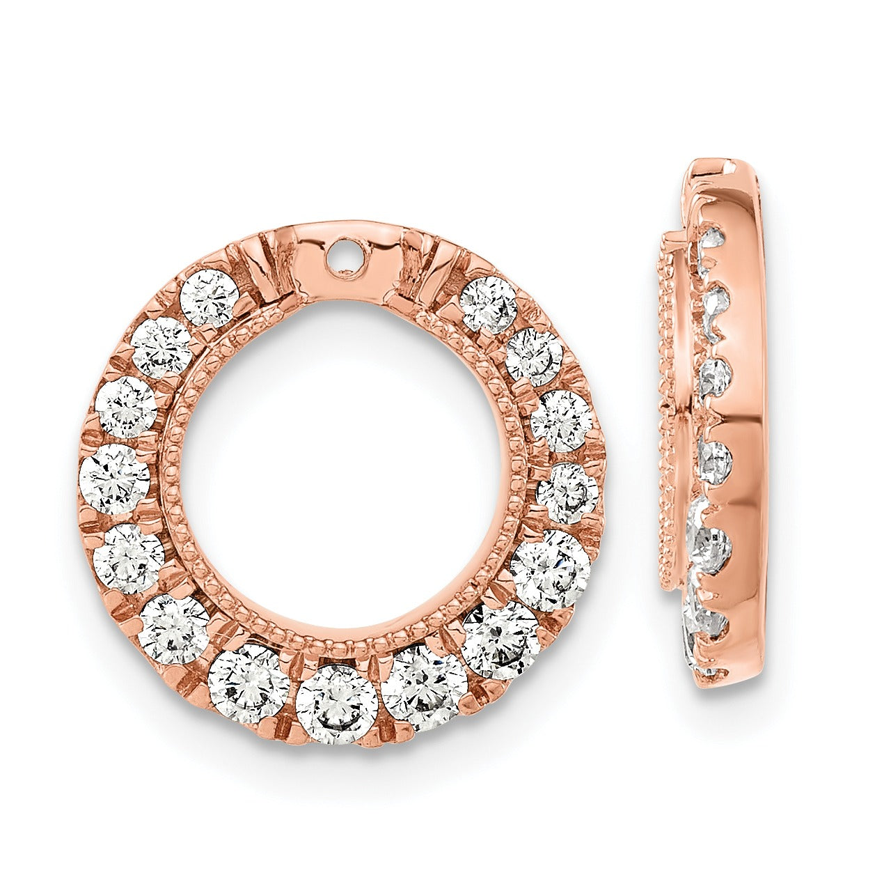 14k Rose Gold Lab Grown Diamond Circle Earring Jackets