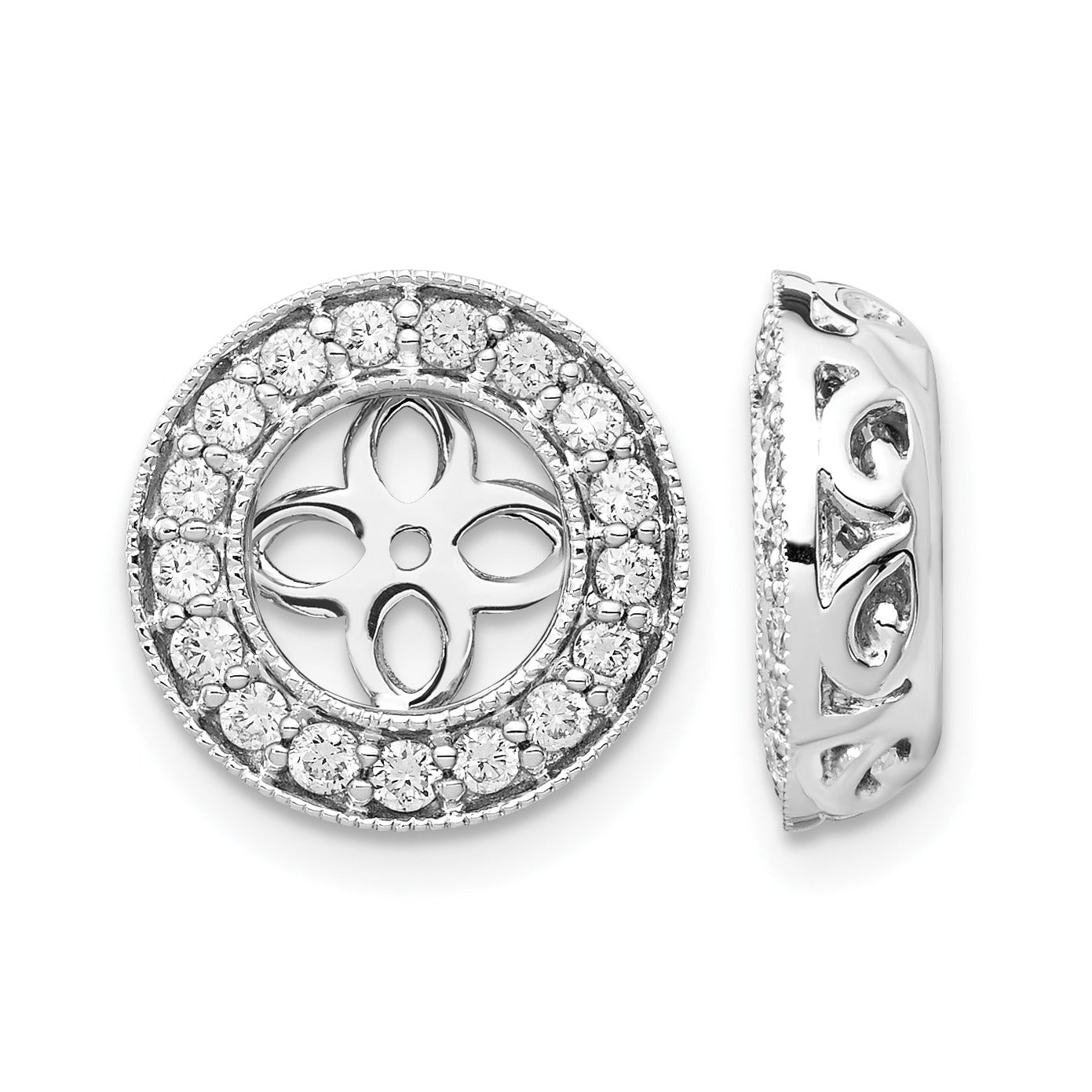 14K White Gold Lab Grown Diamond Studs Earring Jackets