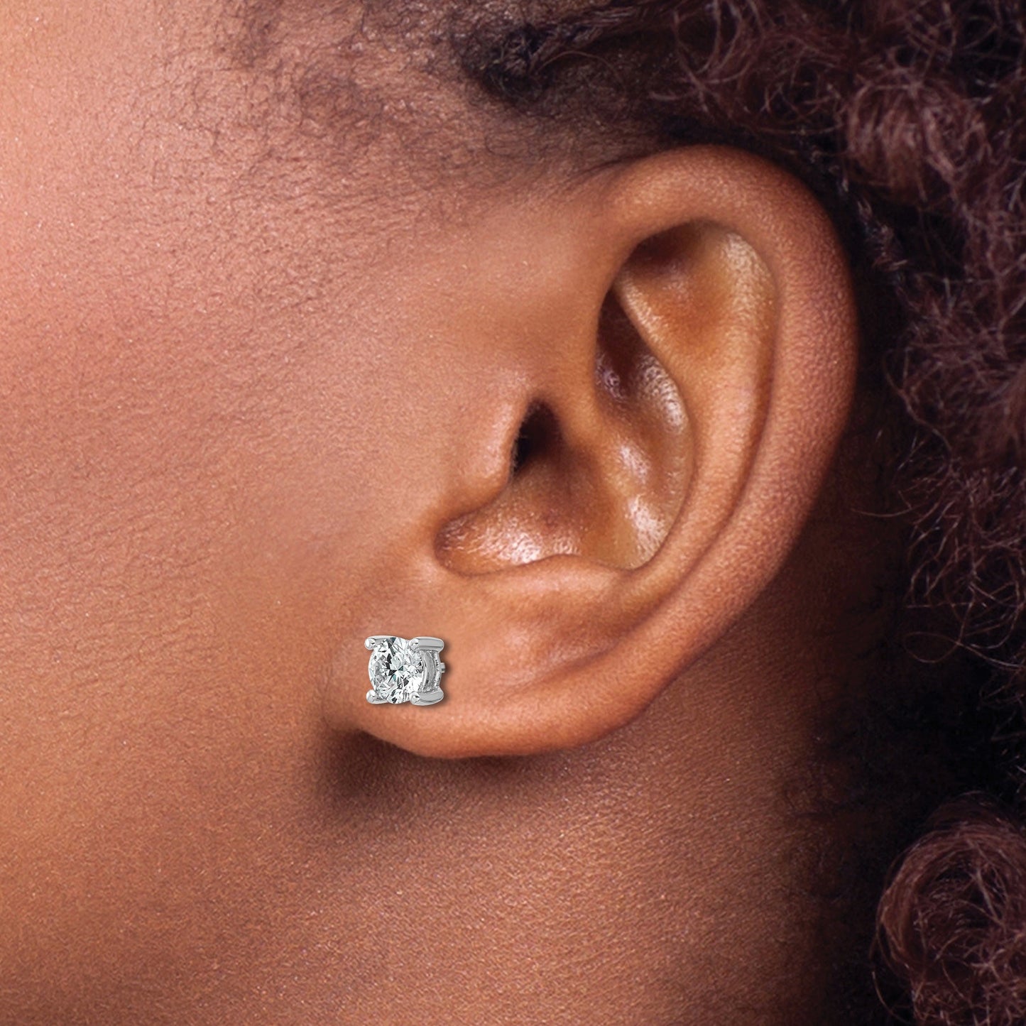 14K White Gold Lab Grown Diamond Round Shaped Stud Earrings