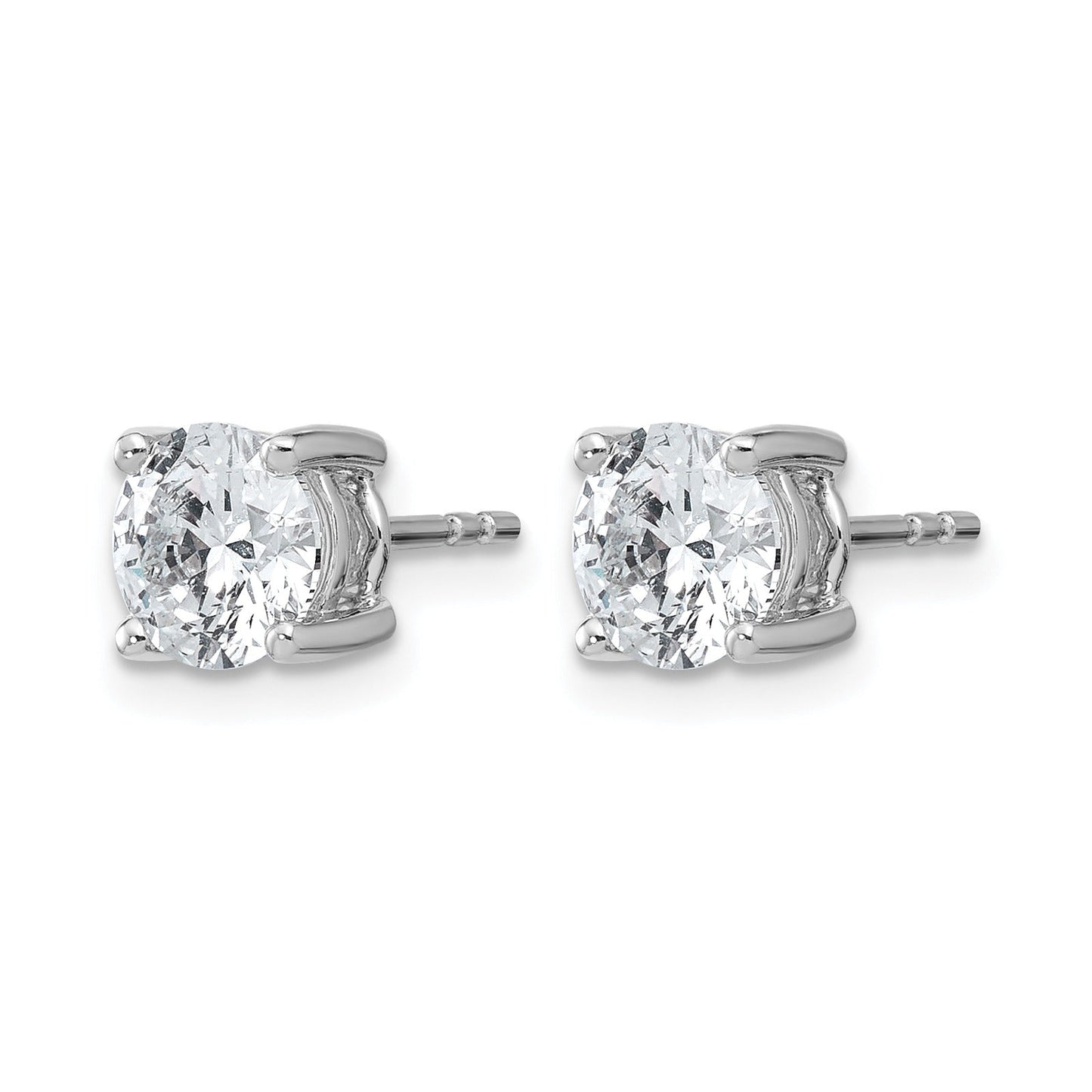 14K White Gold Round Shaped Lab Grown Diamond Stud Earrings