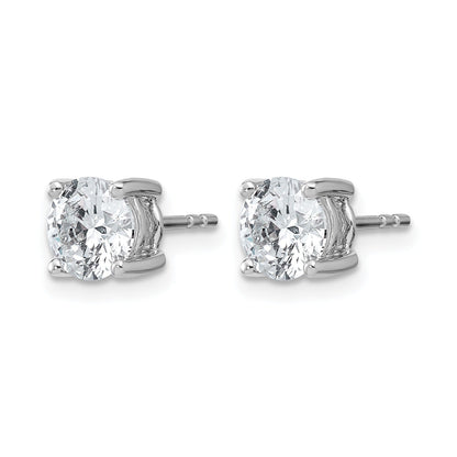 14K White Gold Round Shaped Lab Grown Diamond Stud Earrings