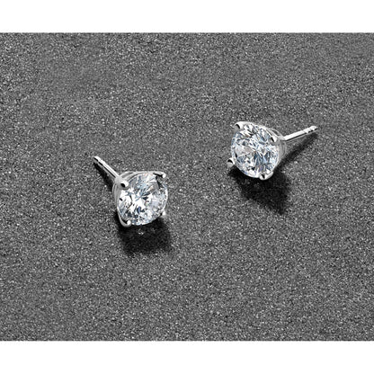 14K White Gold Lab Grown Diamond Round Shaped Stud Earrings