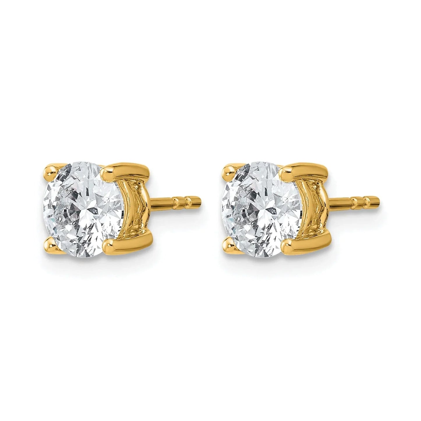 14K Gold Lab Grown Round Diamond Stud Earrings