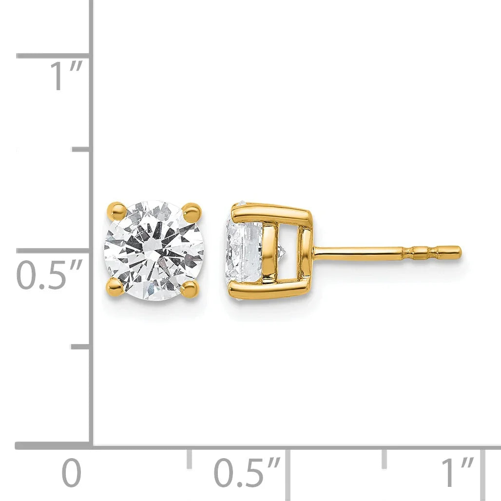 14K Gold Lab Grown Round Diamond Stud Earrings
