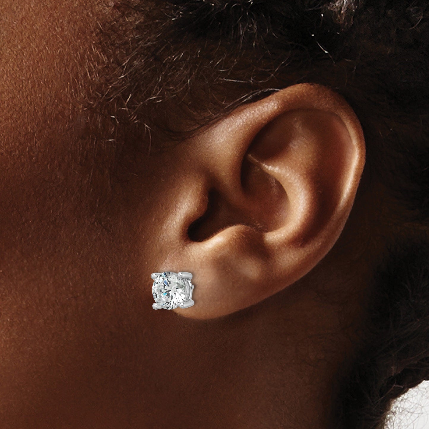 14K White Gold Lab Diamond Round Shaped Stud Earrings