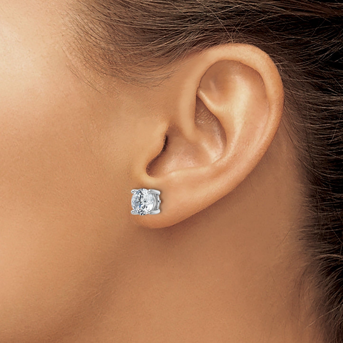 14K White Gold Lab Diamond Round Shaped Stud Earrings