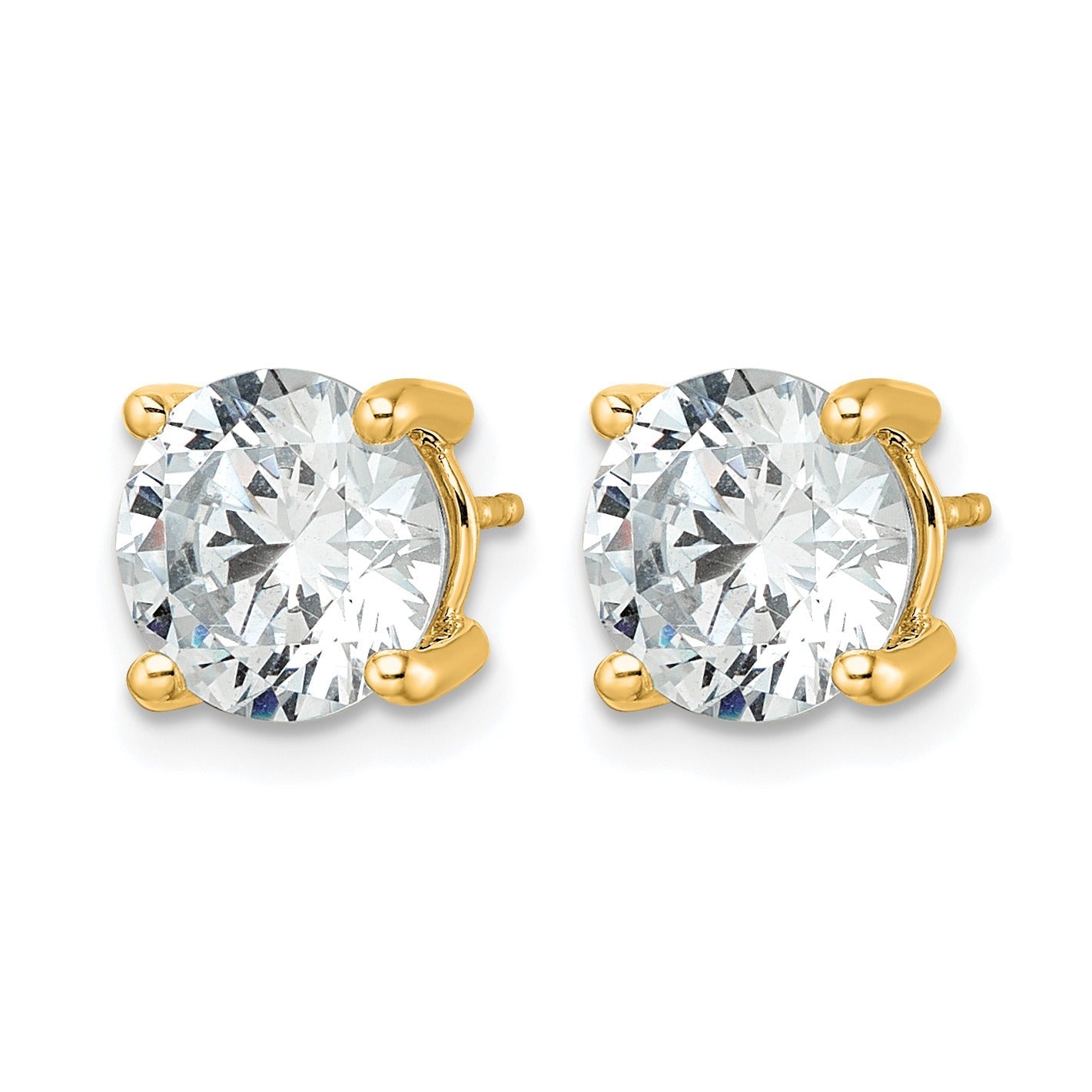 14K Yellow Gold Lab Grown Diamond Round Shaped Stud Earrings