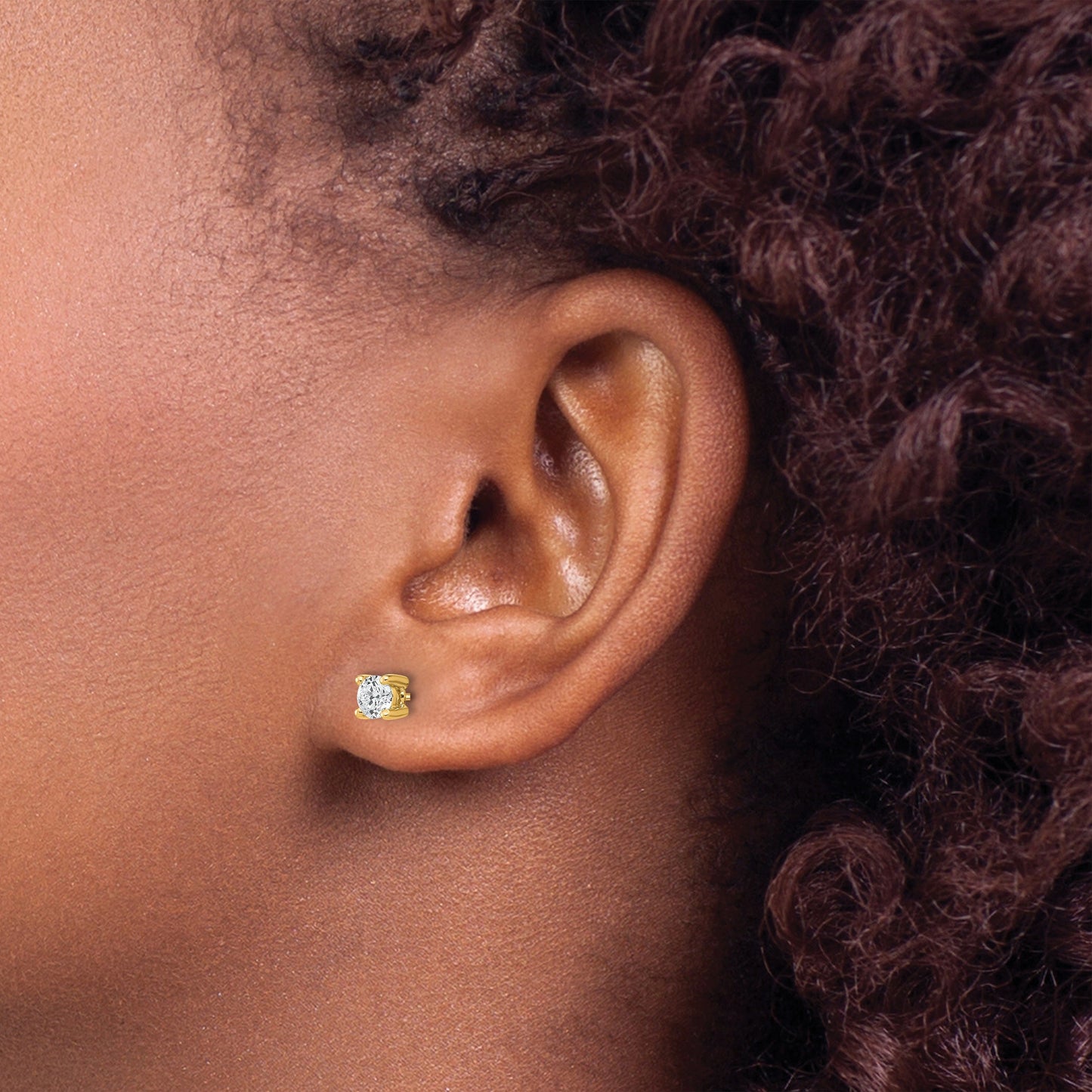 14K Yellow Gold  Lab Diamond Stud Earrings Round Shaped
