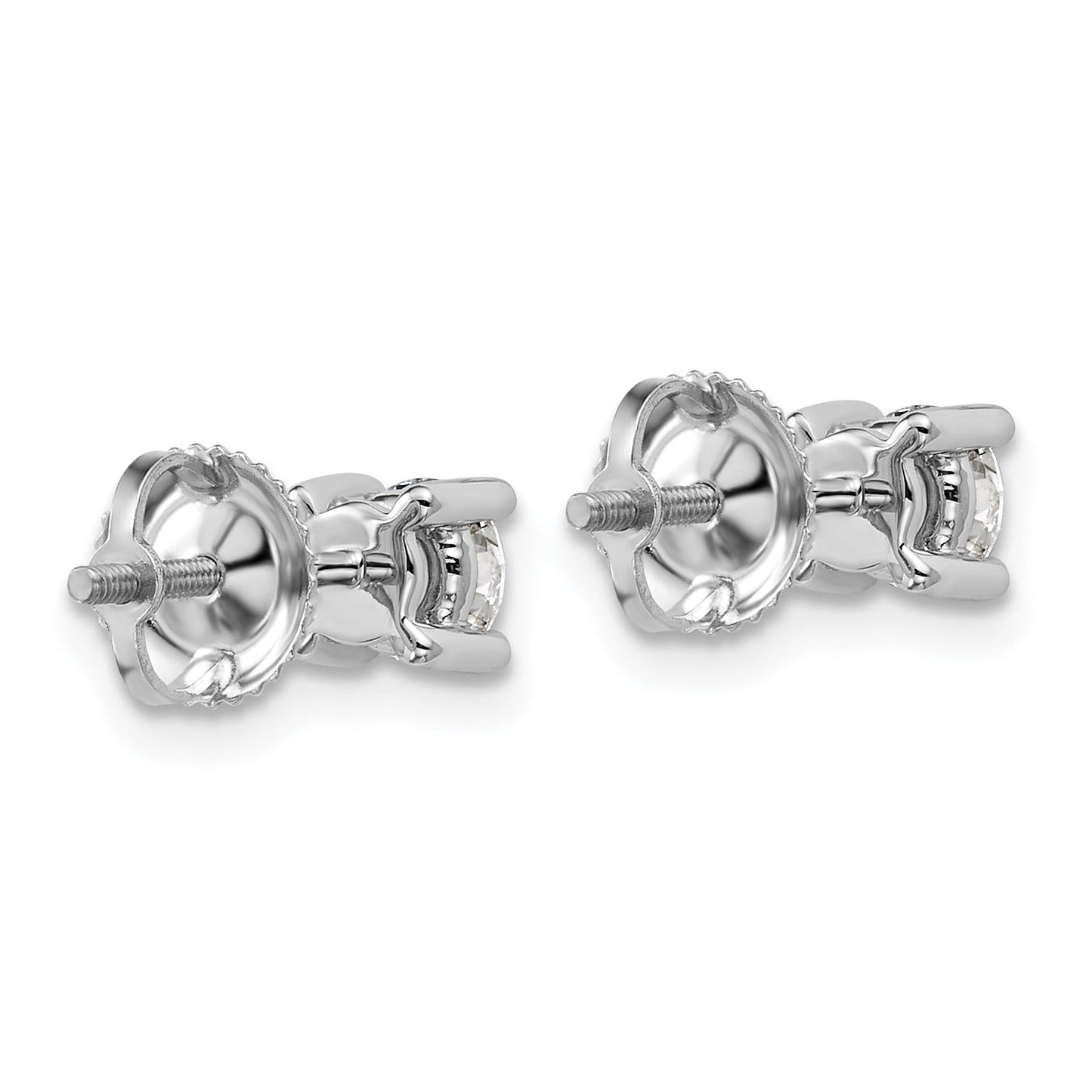 14K White Gold Lab Grown Round Shaped Diamond Stud Earrings