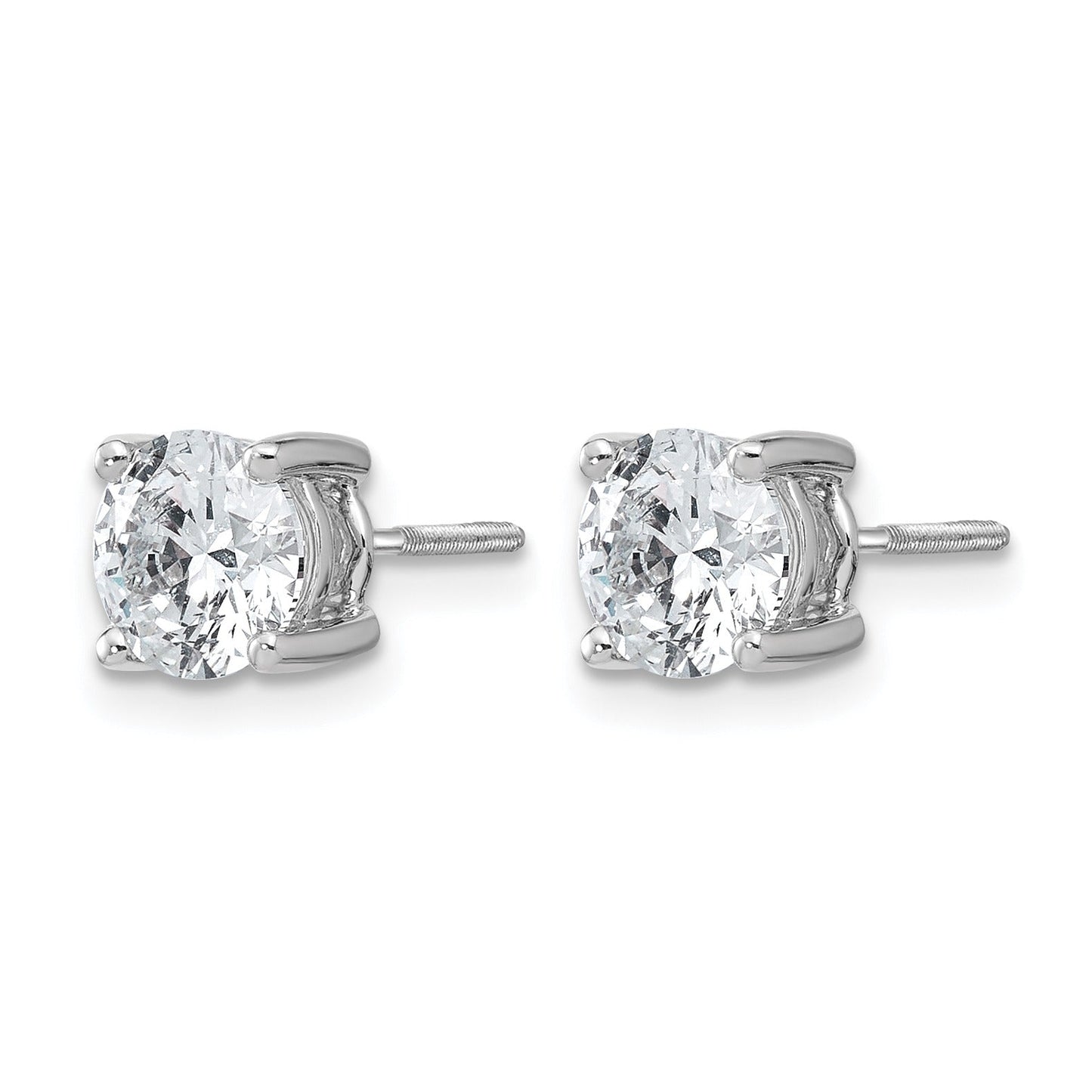 14K White Gold Round Shaped Lab Grown Diamond Stud Earrings