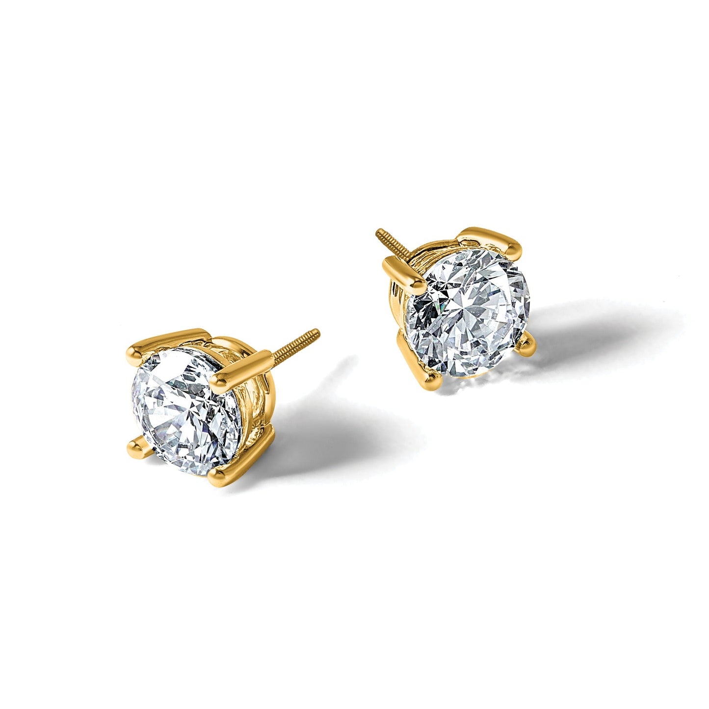 14k Yellow Gold Lab Grown Diamond Four Prong Studs 2.5 Ct
