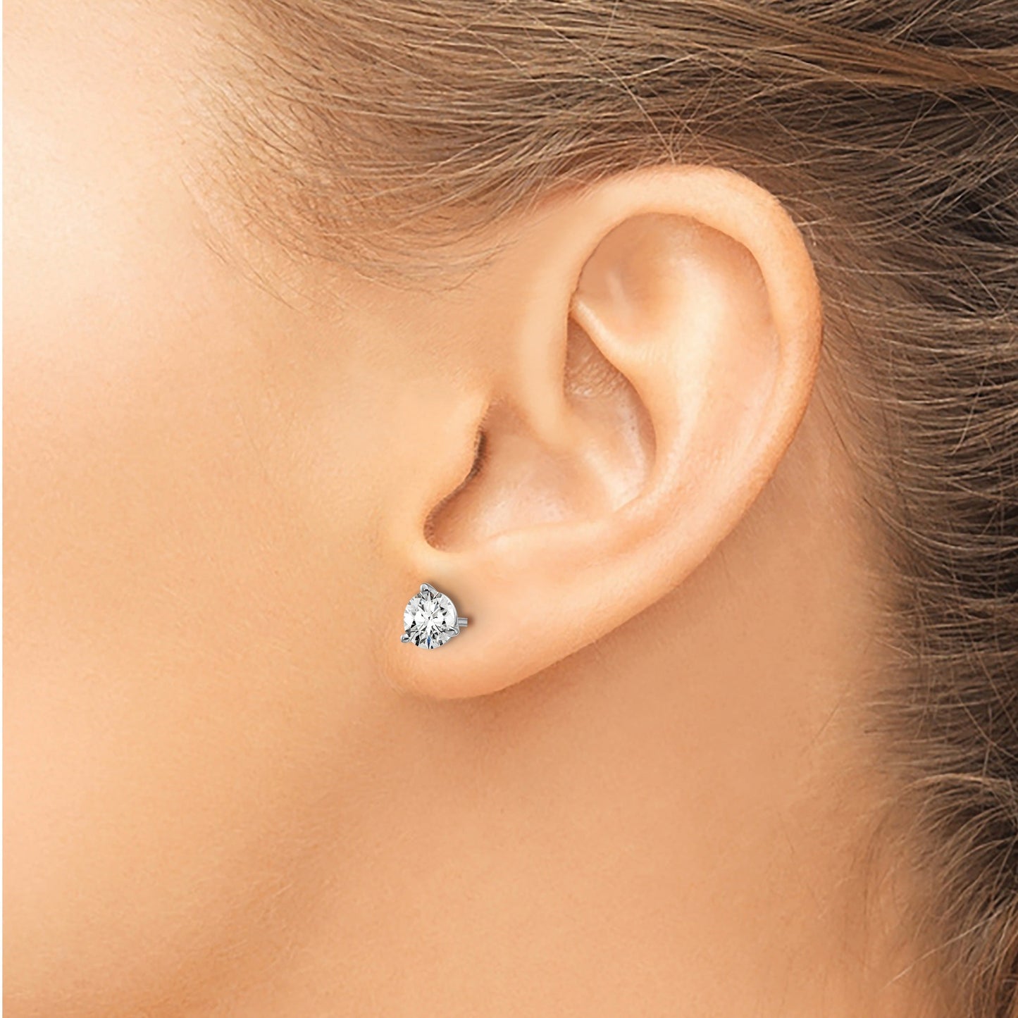 14K White Gold Lab Diamond Round Shaped Stud Earrings