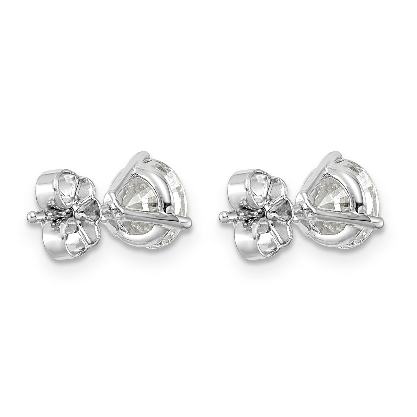 Lab Grown Round Shaped Diamond 14K White Gold Stud Earrings