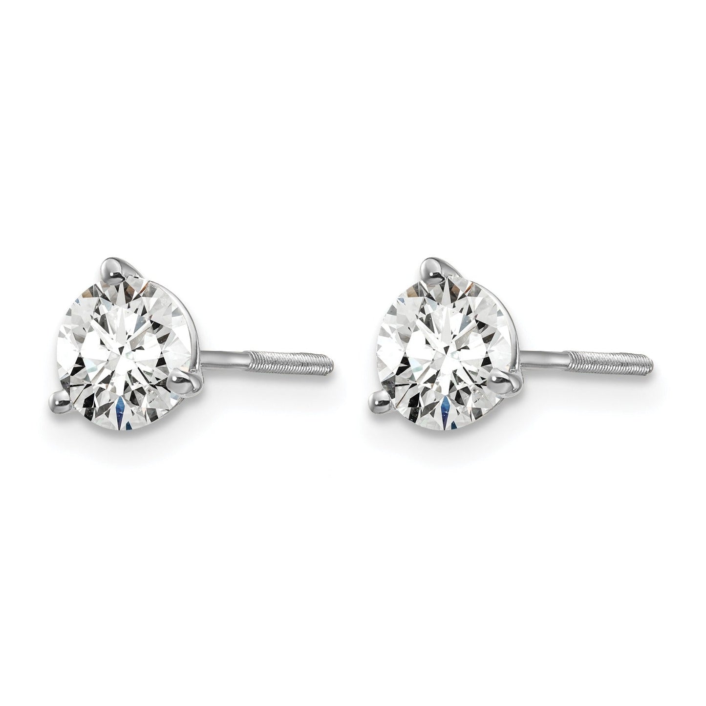 14K White Gold Round Shaped Lab Diamond Stud Earrings
