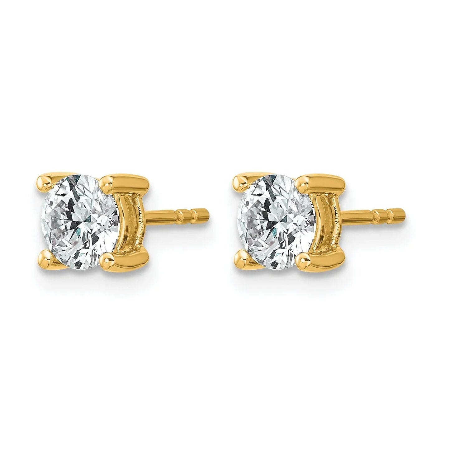 14K Gold Lab Grown Diamond 4 Prong Post and Push Back Stud Earrings