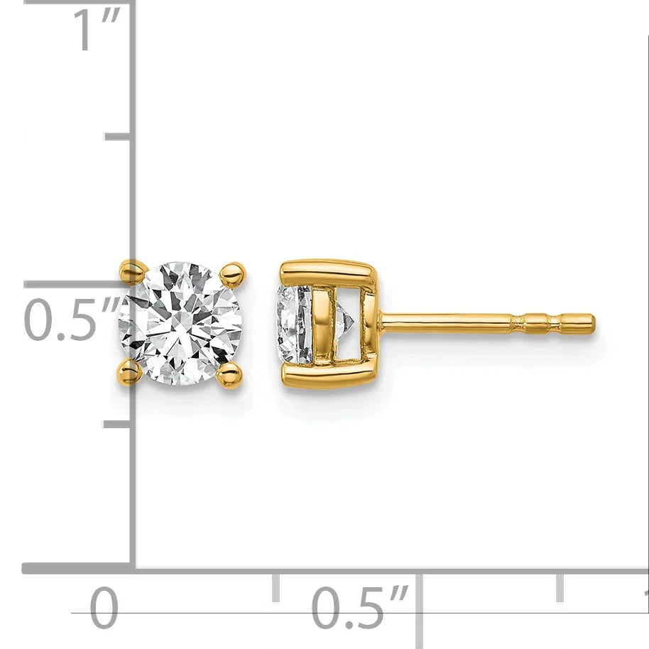 14K Gold Lab Grown Diamond 4 Prong Post and Push Back Stud Earrings