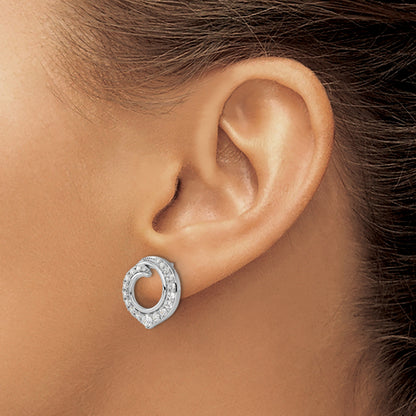 14k White Gold Lab Grown Diamond Circle Post Studs 1 Ct