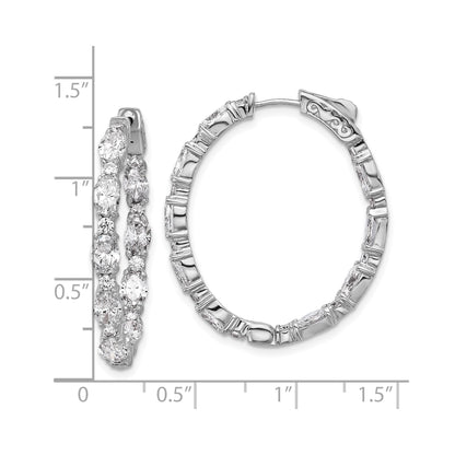 14K White Gold Lab Grown Diamond Oval In and Out Hoop Earrings