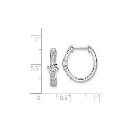 14K White Gold Lab Grown Diamond Round Hinged Hoop Earrings