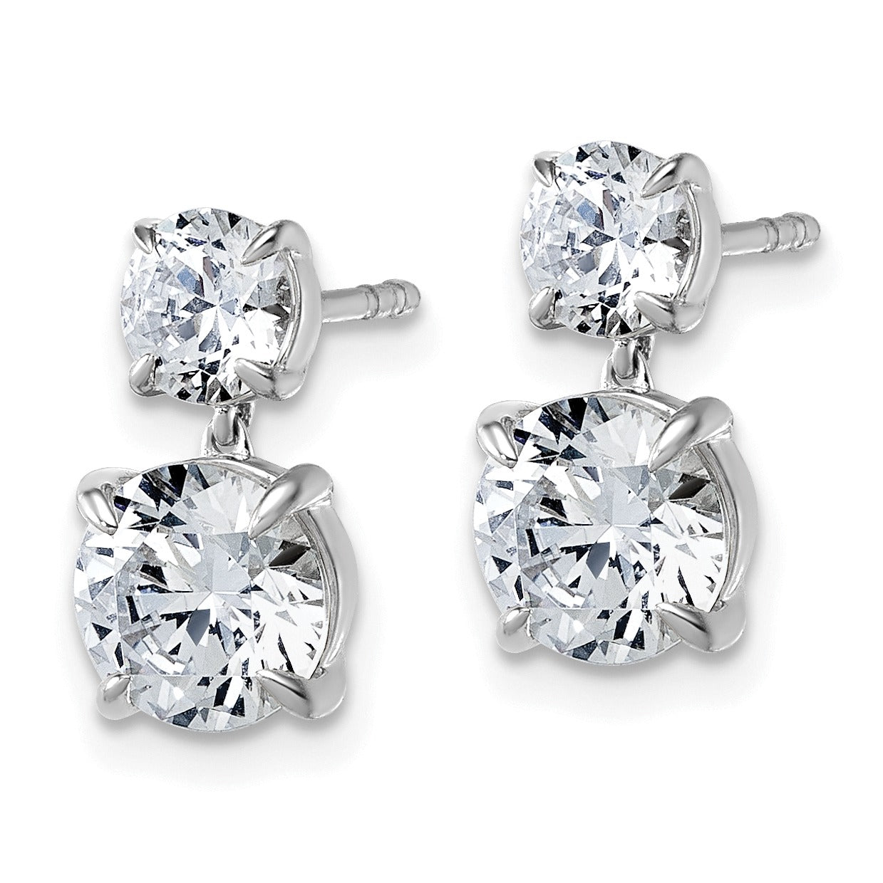 14K White Gold Lab Diamond Dangle Earrings