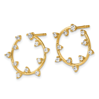 14K Gold 1/2 carat Lab Grown Diamond Circular Post Stud Earrings