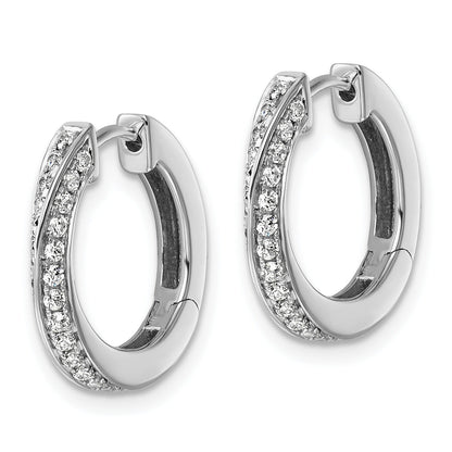 14K White Gold Lab Grown Diamond Twisted Hinged Hoop Earrings 0.5 Ct