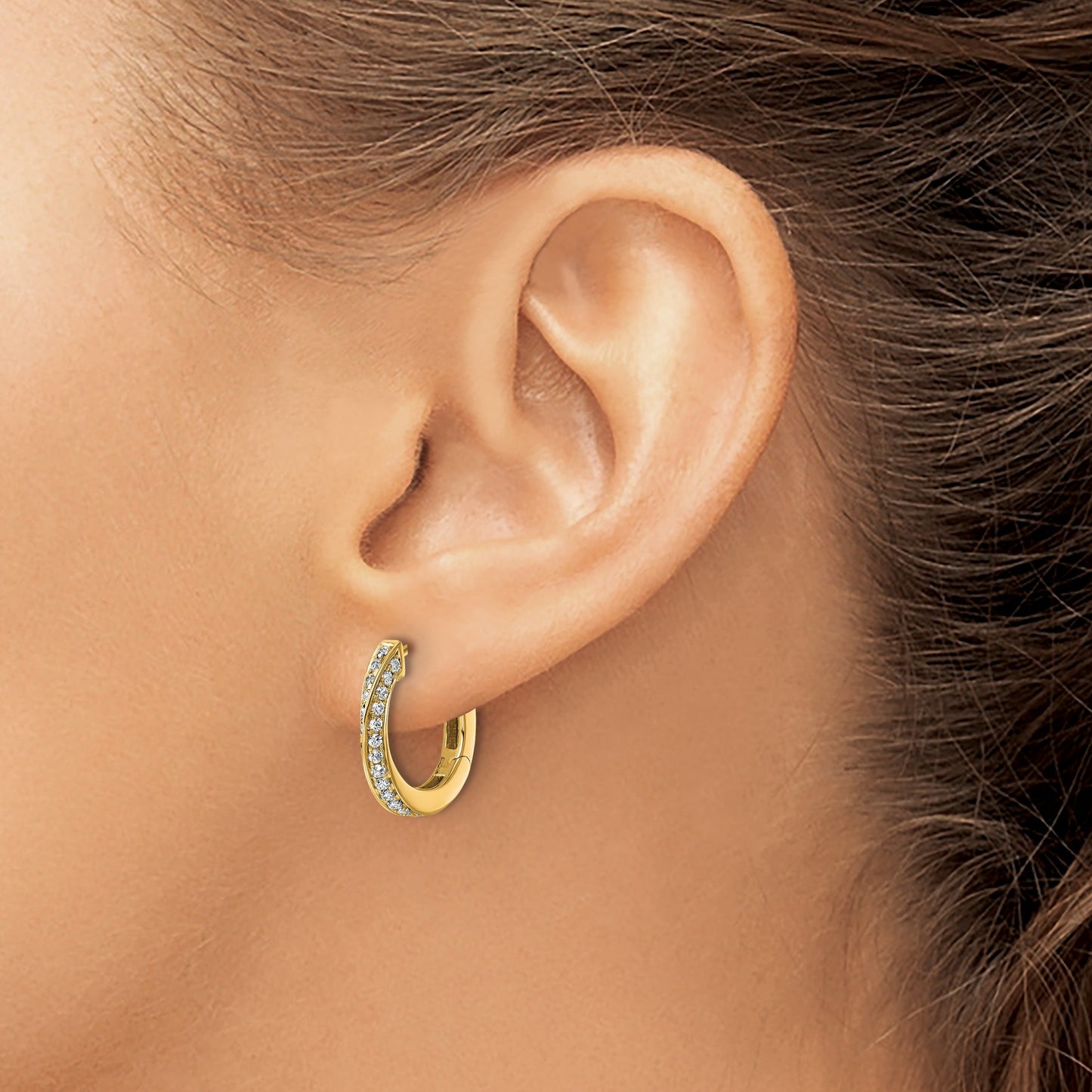 Lab Diamond Twisted Hinged Hoop Earrings