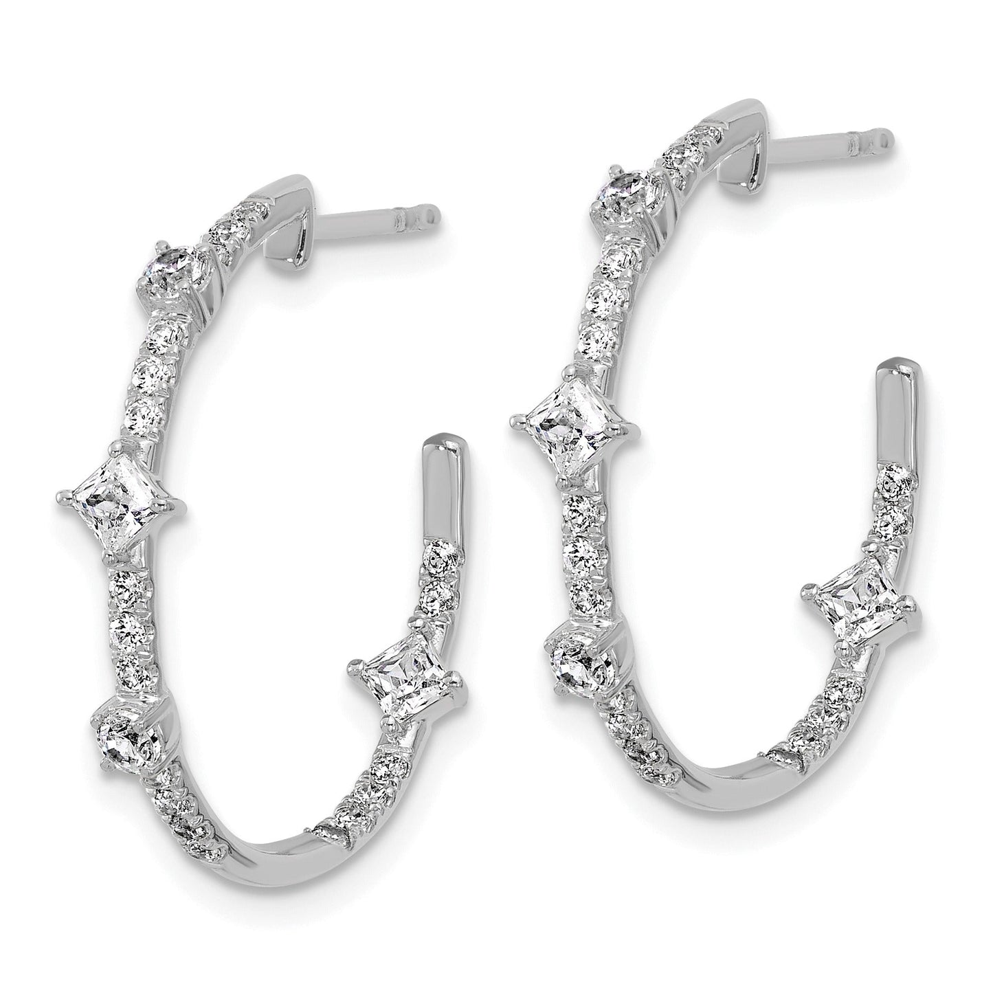 14K White Gold Lab Diamond Hoop Earrings 1 Ct