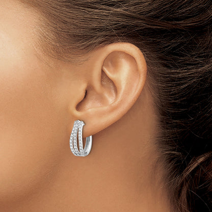 14k White Gold Lab Grown Diamond Hinged Hoop Earrings