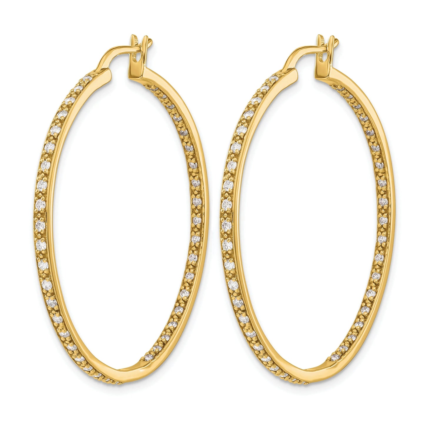 14K Gold Lab Grown Diamond In and Out Hoop Earrings 0.5 Ct