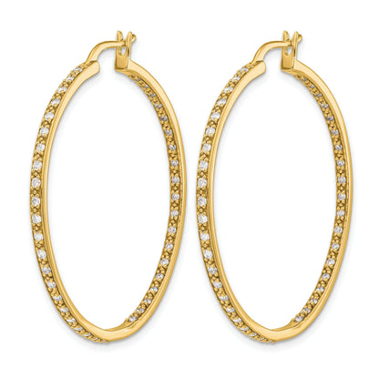 14K Gold Lab Grown Diamond In and Out Hoop Earrings 0.5 Ct
