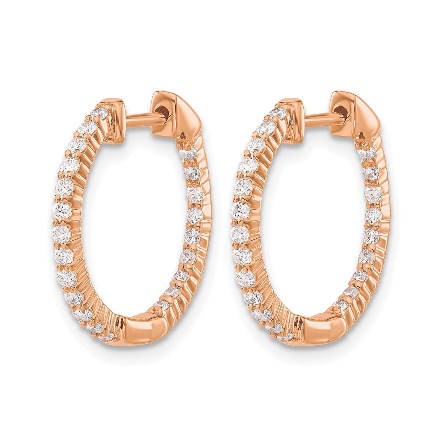 14k Gold Lab Grown Diamond In/Out Hoop Earrings 0.5 Ct
