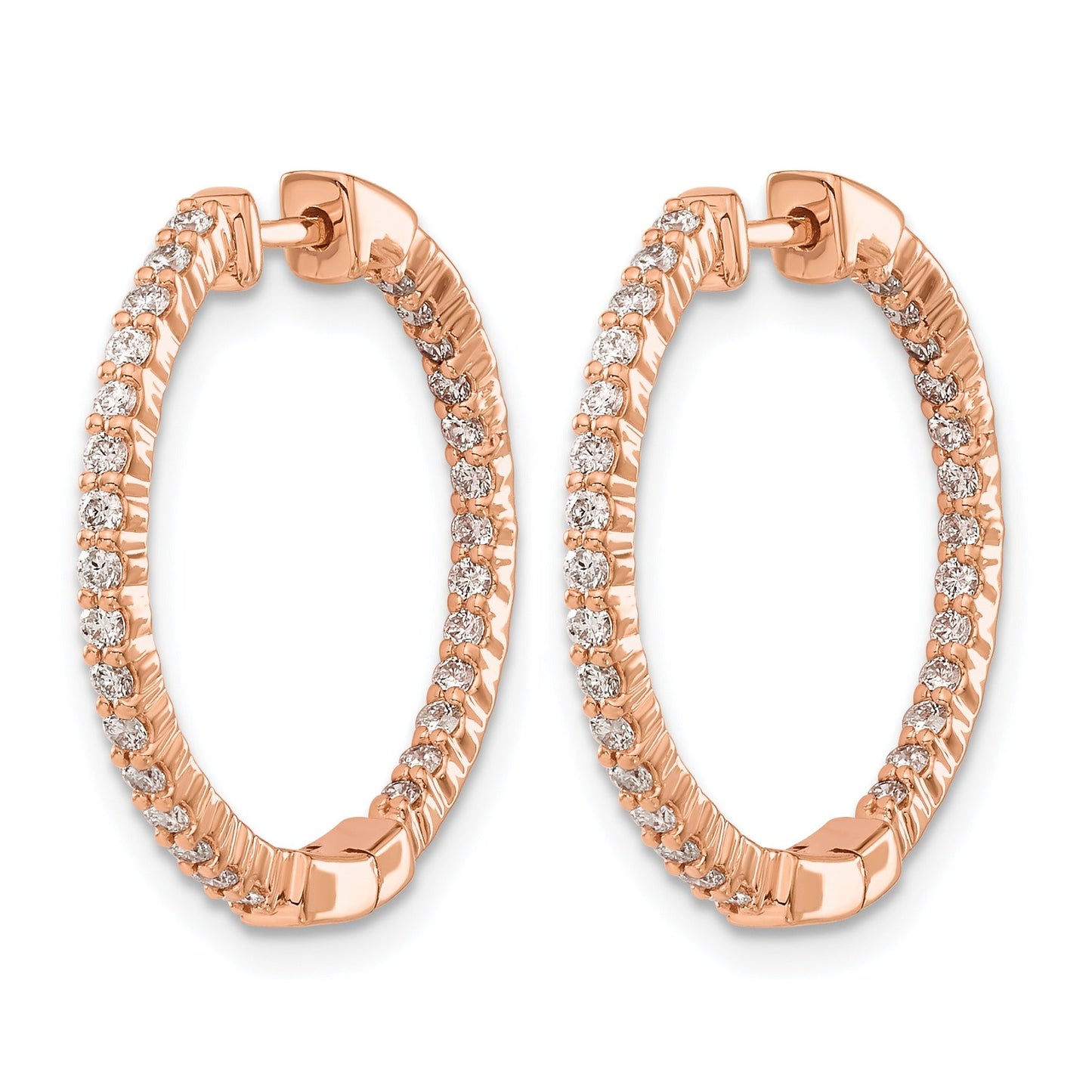 14k Gold Lab Grown Diamond Round In and Out Hoop Earrings